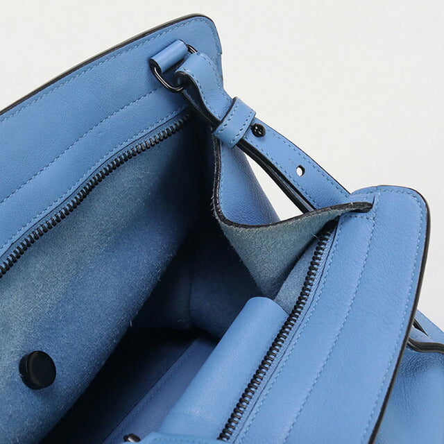 中古 サンローラン ハンドバッグ ブランド SAINT LAURENT ベイビーカバス 2WAY レザー 424868 ブルー バッグ USDSL97602011