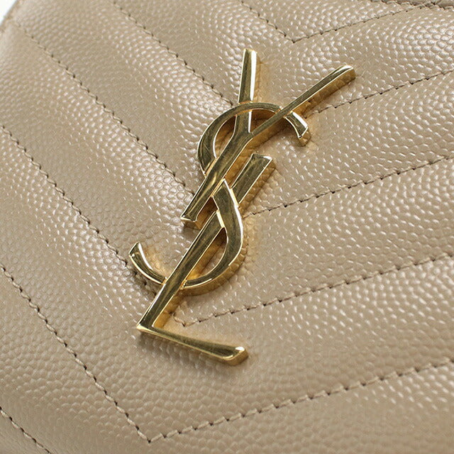 中古 サンローラン 二折財布 レディース ブランド SAINT LAURENT カサンドラ コンパクトジップウォレット レザー 403723 ベージュ 財布 USDSL97872011