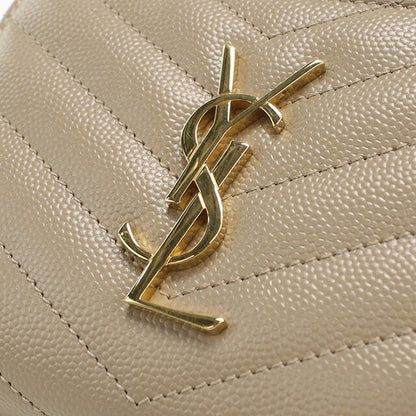 中古 サンローラン 二折財布 レディース ブランド SAINT LAURENT カサンドラ コンパクトジップウォレット レザー 403723 ベージュ 財布 USDSL97872011