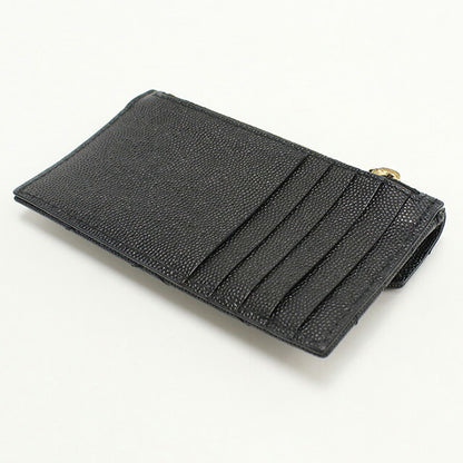 中古 サンローラン カードケース レディース ブランド SAINT LAURENT モノグラム フラグメント フラップ レザー 612808 ブラック 財布 USDSL97884011