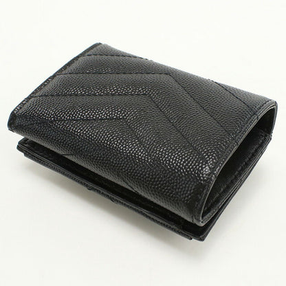 中古 サンローラン 三折財布 レディース ブランド SAINT LAURENT 三つ折り ウォレット レザー 602791 ブラック 財布 USDSL97885011