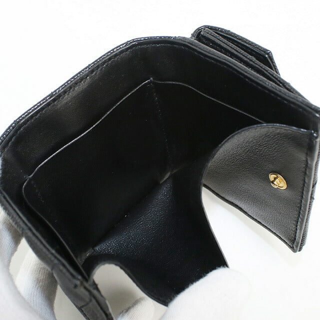 中古 サンローラン 三折財布 レディース ブランド SAINT LAURENT 三つ折り ウォレット レザー 602791 ブラック 財布 USDSL97885011