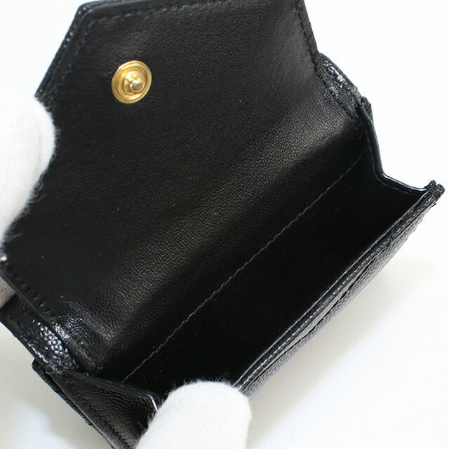 中古 サンローラン 三折財布 レディース ブランド SAINT LAURENT 三つ折り ウォレット レザー 602791 ブラック 財布 USDSL97885011