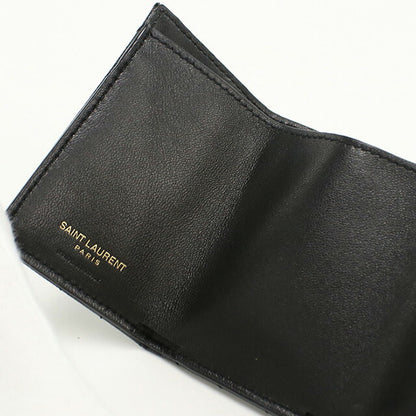 中古 サンローラン 三折財布 レディース ブランド SAINT LAURENT 三つ折り ウォレット レザー 602791 ブラック 財布 USDSL97885011
