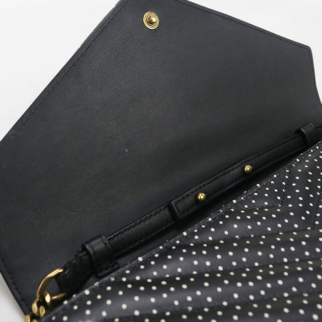 中古 サンローラン チェーンウォレット レディース ブランド SAINT LAURENT カサンドラ レザー 377828 BOW01 1000 ブラック 財布 USDSL97991011