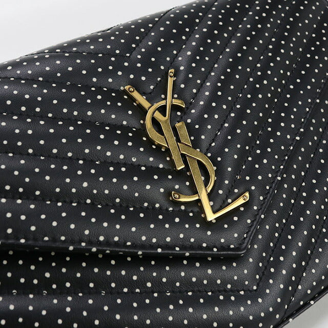 中古 サンローラン チェーンウォレット レディース ブランド SAINT LAURENT カサンドラ レザー 377828 BOW01 1000 ブラック 財布 USDSL97991011