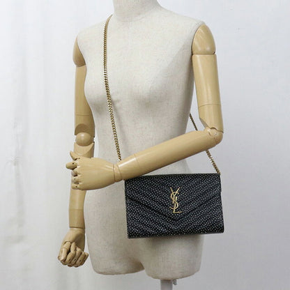 中古 サンローラン チェーンウォレット レディース ブランド SAINT LAURENT カサンドラ レザー 377828 BOW01 1000 ブラック 財布 USDSL97991011