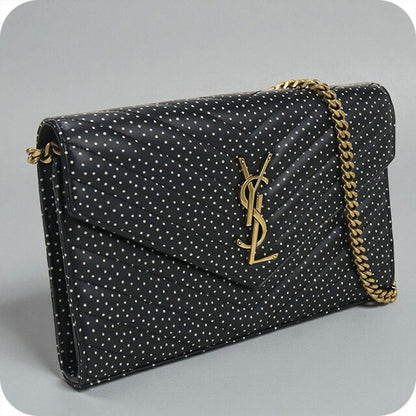 中古 サンローラン チェーンウォレット レディース ブランド SAINT LAURENT カサンドラ レザー 377828 BOW01 1000 ブラック 財布 USDSL97991011