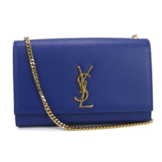 中古 サンローラン ショルダーバッグ レディース ブランド SAINT LAURENT ケイト ミディアム レザー 364021 ブルー バッグ USDSL99612011