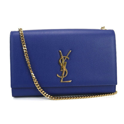 中古 サンローラン ショルダーバッグ レディース ブランド SAINT LAURENT ケイト ミディアム レザー 364021 ブルー バッグ USDSL99612011