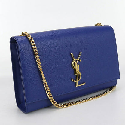 中古 サンローラン ショルダーバッグ レディース ブランド SAINT LAURENT ケイト ミディアム レザー 364021 ブルー バッグ USDSL99612011