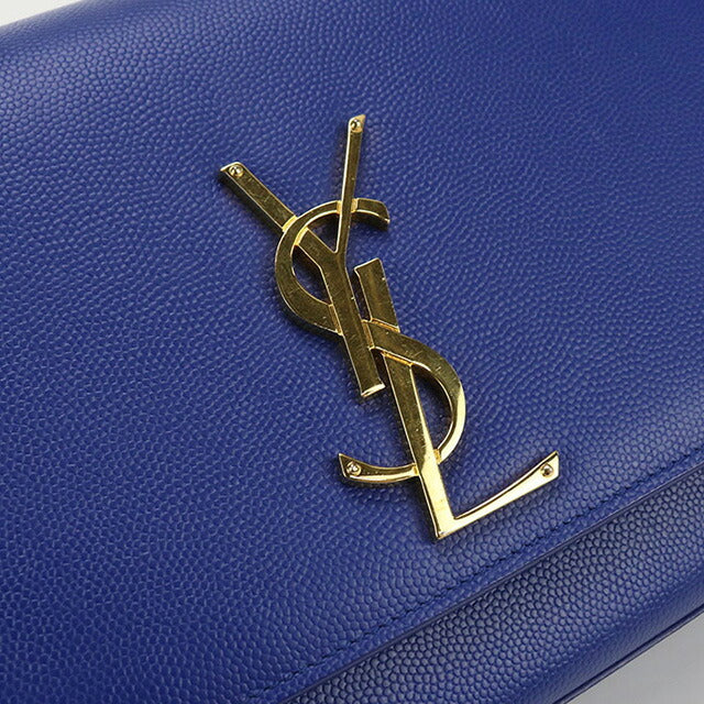 中古 サンローラン ショルダーバッグ レディース ブランド SAINT LAURENT ケイト ミディアム レザー 364021 ブルー バッグ USDSL99612011