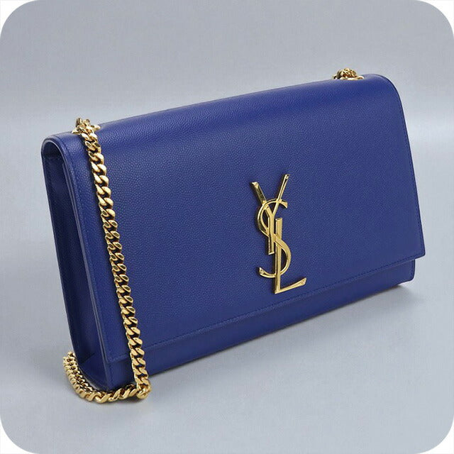 中古 サンローラン ショルダーバッグ レディース ブランド SAINT LAURENT ケイト ミディアム レザー 364021 ブルー バッグ USDSL99612011