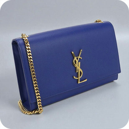 中古 サンローラン ショルダーバッグ レディース ブランド SAINT LAURENT ケイト ミディアム レザー 364021 ブルー バッグ USDSL99612011