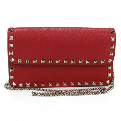 中古 ヴァレンティノ チェーンウォレット レディース ブランド VALENTINO ロックスタッズ レッド 財布 USDVA100072011