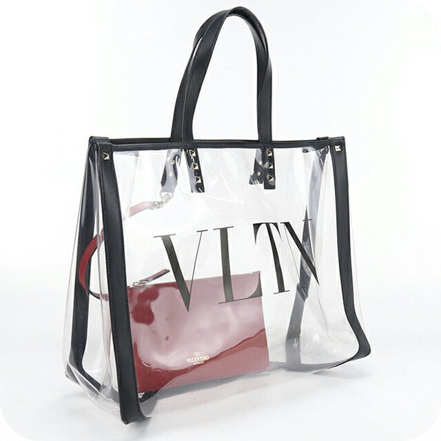 中古 ヴァレンティノ トートバッグ レディース ブランド VALENTINO ロックスタッズ VLTN クリア クリア バッグ USDVA100250011
