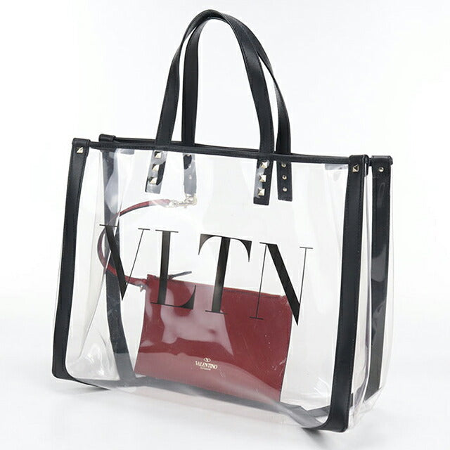 中古 ヴァレンティノ トートバッグ レディース ブランド VALENTINO ロックスタッズ VLTN クリア クリア バッグ USDVA100250011