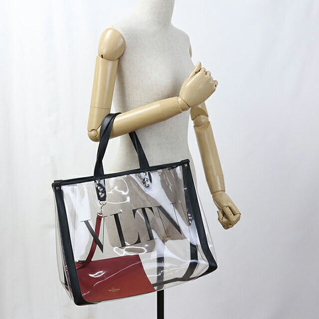 中古 ヴァレンティノ トートバッグ レディース ブランド VALENTINO ロックスタッズ VLTN クリア クリア バッグ USDVA100250011