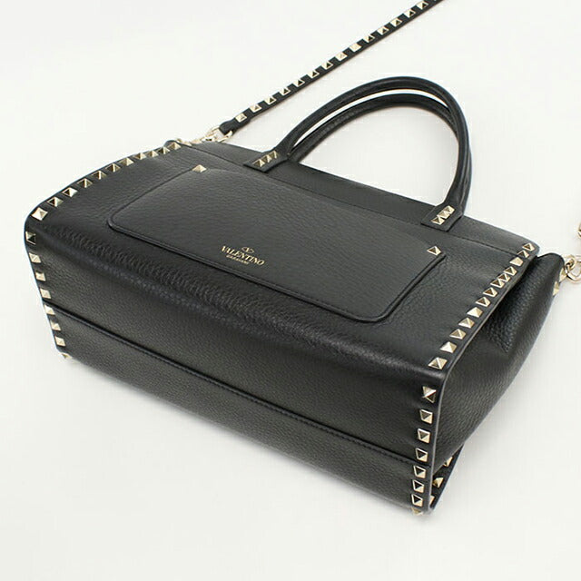 中古 ヴァレンティノ トートバッグ レディース ブランド VALENTINO ロックスタッズ 2WAY レザー ブラック バッグ USDVA102121011