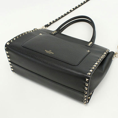 中古 ヴァレンティノ トートバッグ レディース ブランド VALENTINO ロックスタッズ 2WAY レザー ブラック バッグ USDVA102121011