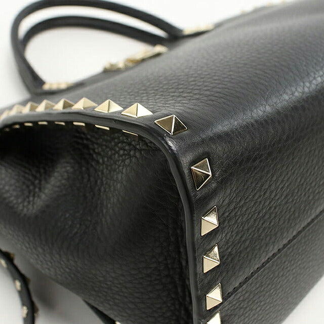 中古 ヴァレンティノ トートバッグ レディース ブランド VALENTINO ロックスタッズ 2WAY レザー ブラック バッグ USDVA102121011