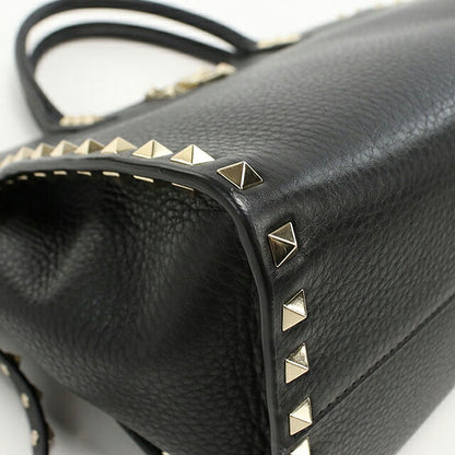中古 ヴァレンティノ トートバッグ レディース ブランド VALENTINO ロックスタッズ 2WAY レザー ブラック バッグ USDVA102121011
