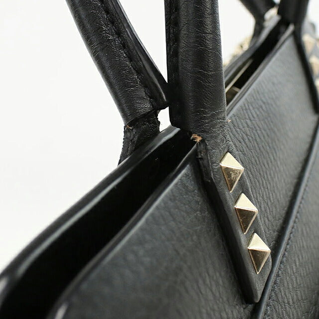 中古 ヴァレンティノ トートバッグ レディース ブランド VALENTINO ロックスタッズ 2WAY レザー ブラック バッグ USDVA102121011