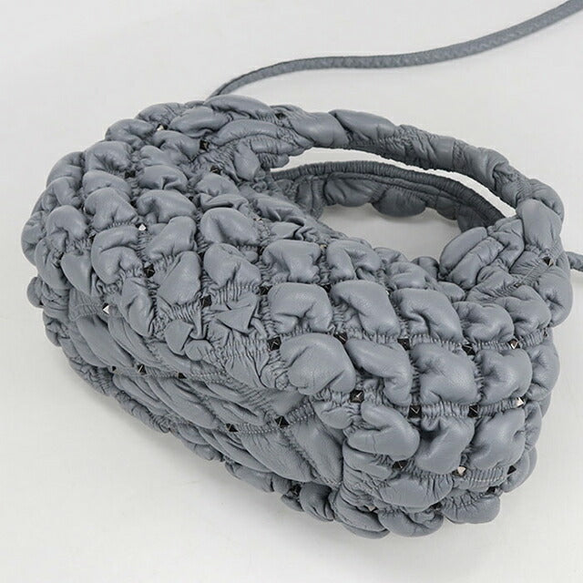 中古 ヴァレンティノ ハンドバッグ レディース ブランド VALENTINO ロックスタッズ 2WAY レザー グレー バッグ USDVA104159011