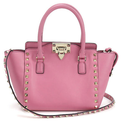 中古 ヴァレンティノ ハンドバッグ レディース ブランド VALENTINO ロックスタッズ 2WAY レザー ピンク バッグ USDVA105664011