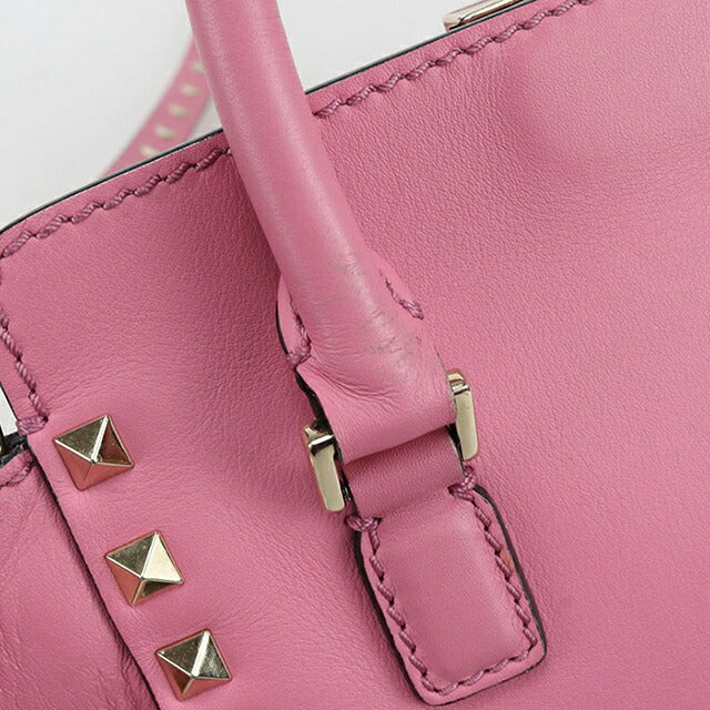 中古 ヴァレンティノ ハンドバッグ レディース ブランド VALENTINO ロックスタッズ 2WAY レザー ピンク バッグ USDVA105664011