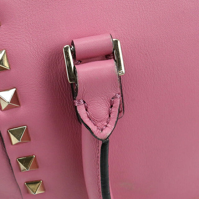 ピンクスタッズ付きレザーハンドバッグ 中古 ヴァレンティノ ハンドバッグ レディース ブランド VALENTINO