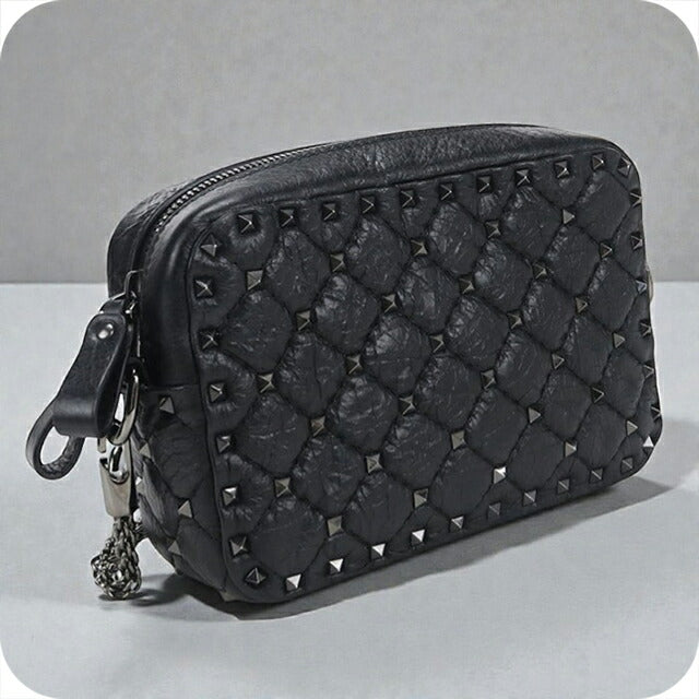 中古 ヴァレンティノ 斜め掛け ショルダーバッグ レディース ブランド VALENTINO スタッズ チェーン ブラック バッグ USDVA106114011
