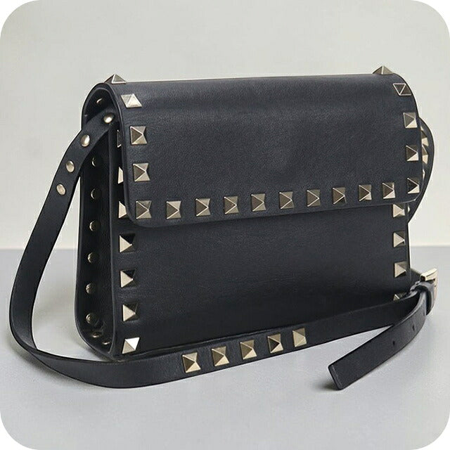 中古 ヴァレンティノ 斜め掛け ショルダーバッグ レディース ブランド VALENTINO ロックスタッズ ブラック バッグ USDVA107035011