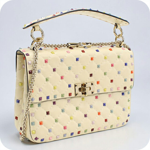 中古 ヴァレンチノ ショルダーバッグ レディース ブランド ロックスタッズスパイク 2WAY レザー USDVA107157011