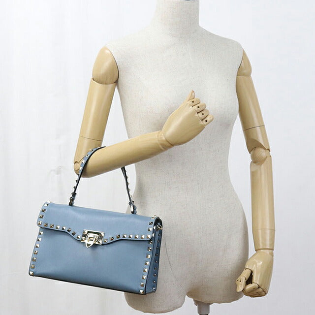 中古 ヴァレンティノ ハンドバッグ レディース ブランド VALENTINO ロックスタッズ 2WAY レザー ブルー バッグ USDVA107684011