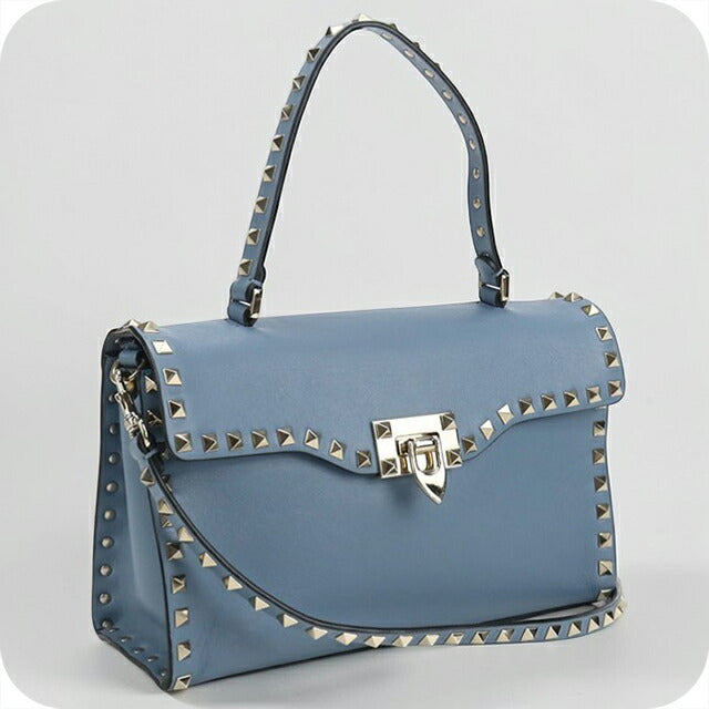 中古 ヴァレンティノ ハンドバッグ レディース ブランド VALENTINO ロックスタッズ 2WAY レザー ブルー バッグ USDVA107684011