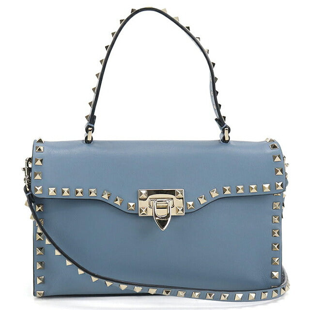 二手 Valentino 手提包 女士品牌 VALENTINO Rockstud 2WAY 皮革蓝色包 USDVA107684011