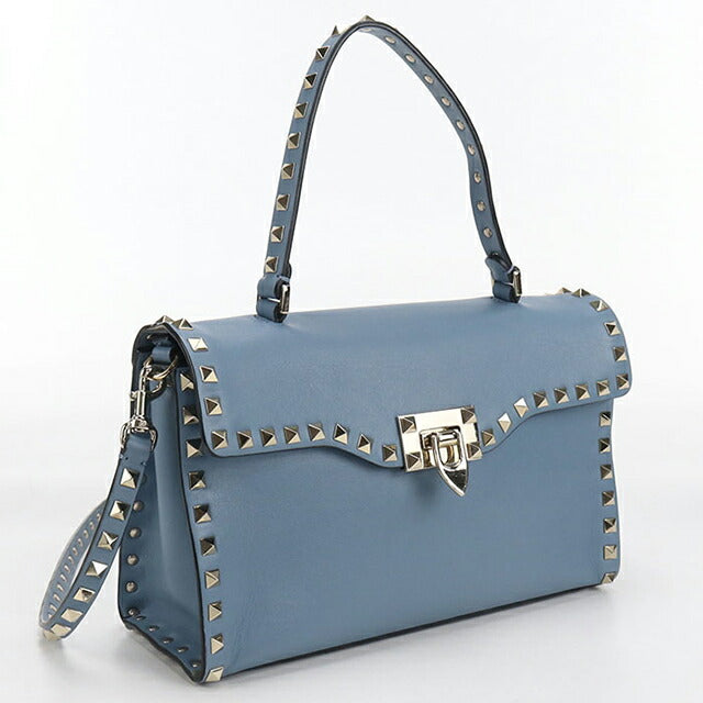 中古 ヴァレンティノ ハンドバッグ レディース ブランド VALENTINO ロックスタッズ 2WAY レザー ブルー バッグ USDVA107684011