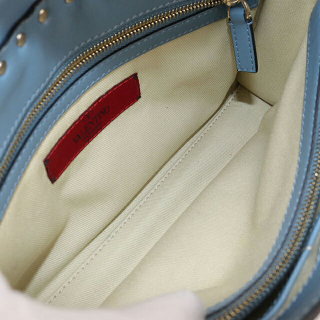 中古 ヴァレンティノ ハンドバッグ レディース ブランド VALENTINO ロックスタッズ 2WAY レザー ブルー バッグ USDVA107684011