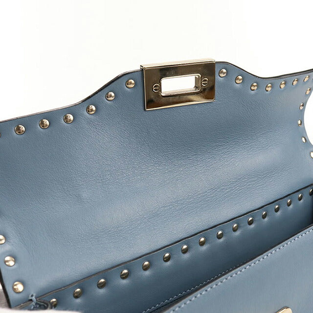 中古 ヴァレンティノ ハンドバッグ レディース ブランド VALENTINO ロックスタッズ 2WAY レザー ブルー バッグ USDVA107684011