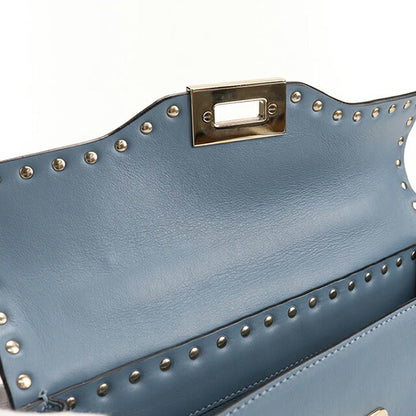 中古 ヴァレンティノ ハンドバッグ レディース ブランド VALENTINO ロックスタッズ 2WAY レザー ブルー バッグ USDVA107684011
