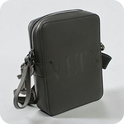 中古 ヴァレンチノ ショルダーバッグ メンズ ブランド VALENTINO VLTN スモール レザー ブラック USDVA115758011