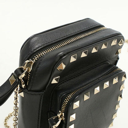 二手Valentino Crossbody shough Bag for妇女品牌Valentino Rock Studs链链肩袋皮革USDVA94875011