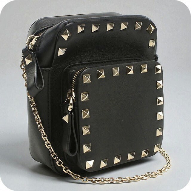 二手Valentino Crossbody shough Bag for妇女品牌Valentino Rock Studs链链肩袋皮革USDVA94875011