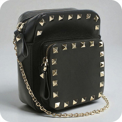 二手Valentino Crossbody shough Bag for妇女品牌Valentino Rock Studs链链肩袋皮革USDVA94875011