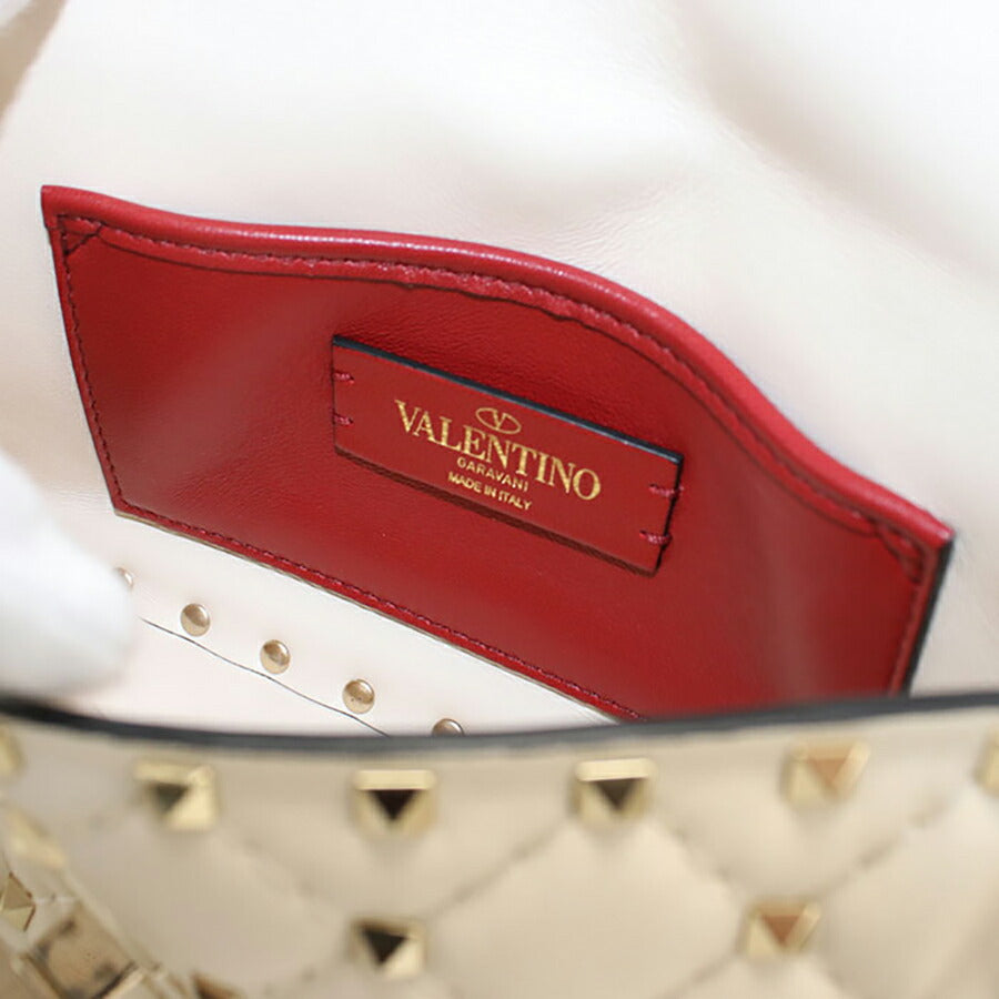 中古 ヴァレンティノ ハンドバッグ レディース ブランド VALENTINO ロックスタッズ 2WAYハンドバッグ レザー ホワイト バッグ USDVA95721011