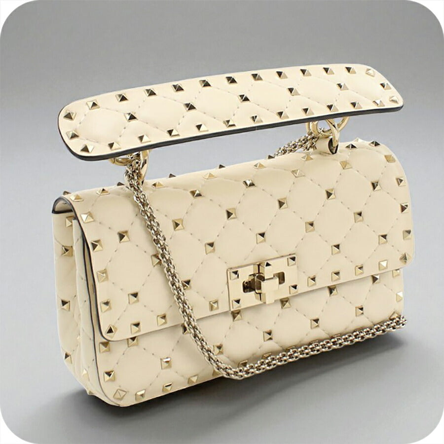 中古 ヴァレンティノ ハンドバッグ レディース ブランド VALENTINO ロックスタッズ 2WAYハンドバッグ レザー ホワイト バッグ USDVA95721011