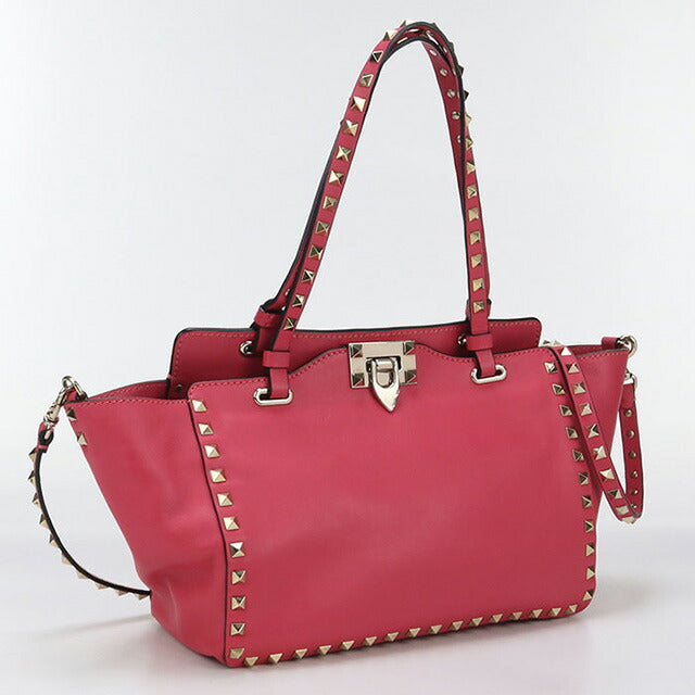中古 ヴァレンティノ トートバッグ レディース ブランド VALENTINO ロックスタッズ 2WAY レザー ピンク バッグ USDVA97164011