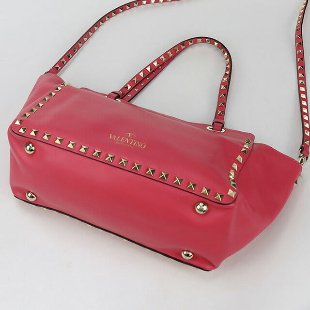 中古 ヴァレンティノ トートバッグ レディース ブランド VALENTINO ロックスタッズ 2WAY レザー ピンク バッグ USDVA97164011