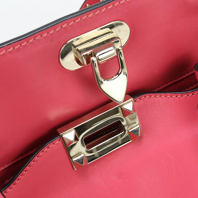 中古 ヴァレンティノ トートバッグ レディース ブランド VALENTINO ロックスタッズ 2WAY レザー ピンク バッグ USDVA97164011